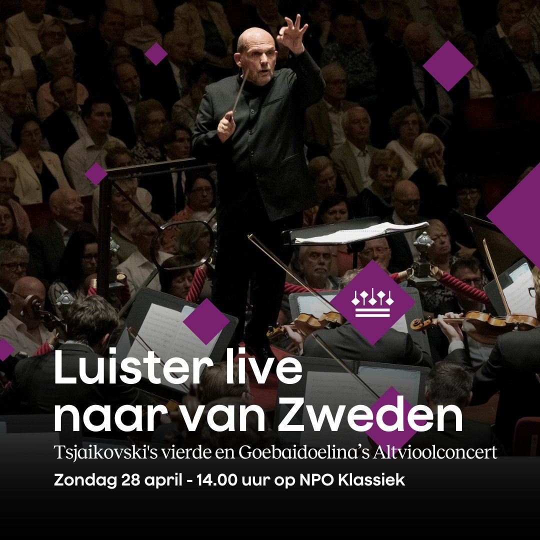 Luister om 14.00 in het Zondagmiddagconcert op NPO Klassiek naar Tsjaikovski's Vierde Symfonie en Goebaidoelina's Altvioolconcert door het Concertgebouworkest, onder leiding van Jaap van Zweden. Meer informatie: ow.ly/K2Xa50Rca0K