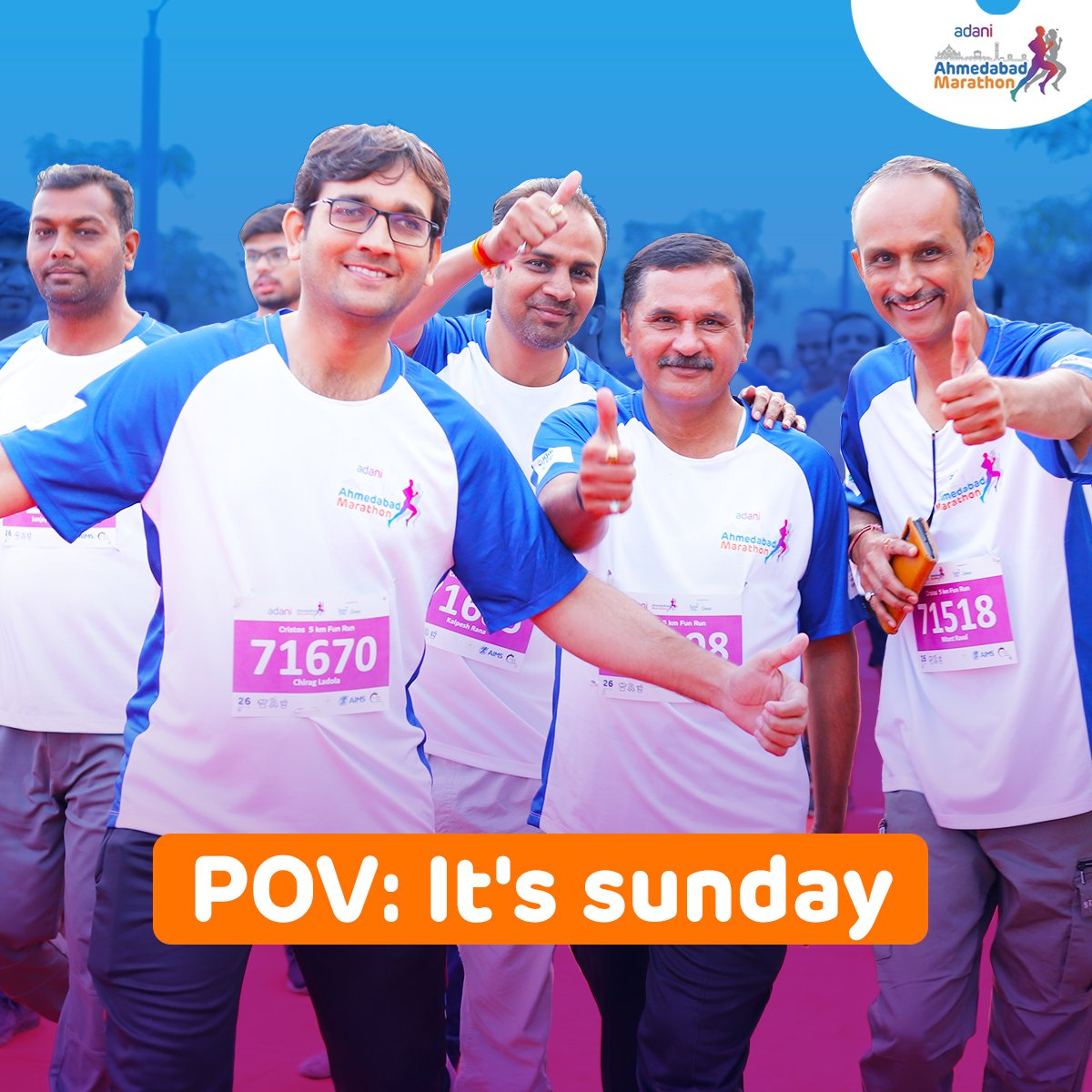 The 😀 that Sunday brings on face! 🥳

#AhmedabadMarathon #Run4OurSoldiers #Adani #Running