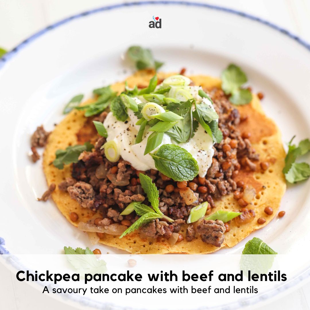 Chickpea pancake with beef and lentils. A savoury take on pancakes. l8r.it/AbaP #pancakes #steak #meat #frenchtoast #brunch #breakfast #veggies #meatlover #grill #waffles #chicken #eggs #barbecue #bbq #brunchtime #breakfastideas #salad