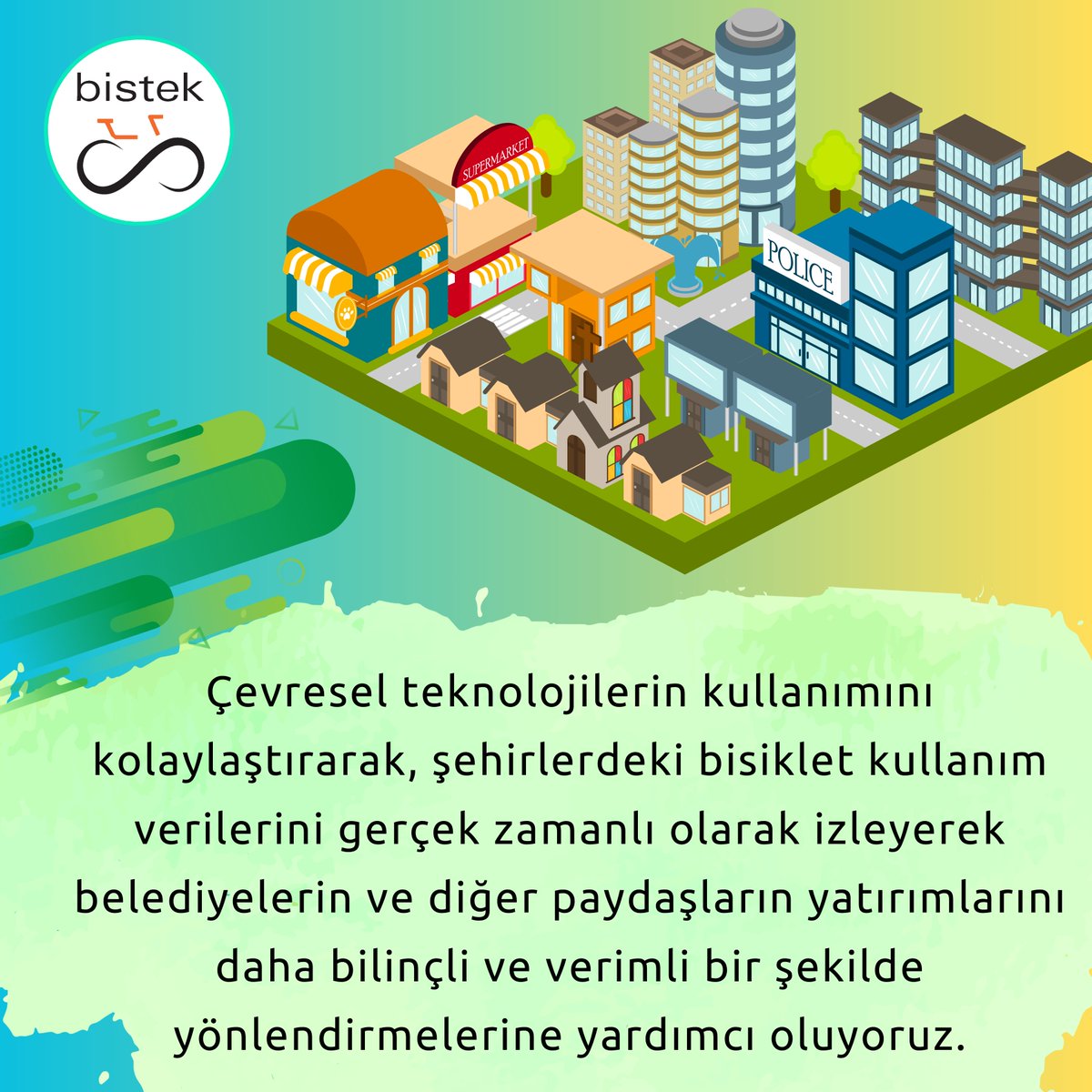 Çevresel teknolojilerin kullanımını kolaylaştırarak, şehirlerdeki bisiklet kullanım verilerini gerçek zamanlı olarak izleyerek belediyelerin ve diğer paydaşların yatırımlarını daha bilinçli ve verimli bir şekilde yönlendirmelerine yardımcı oluyoruz.

#bike #city #smartcities #ai