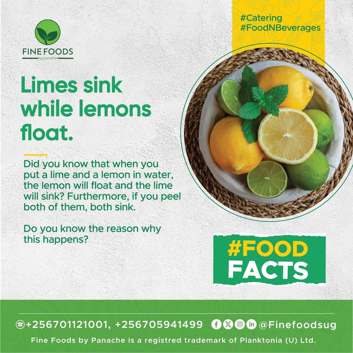 Test your science knowledge. Could you tell us the answer?

#FineFoodsUg
#FoodTips
#FoodPhotography
#Food
#Events.
