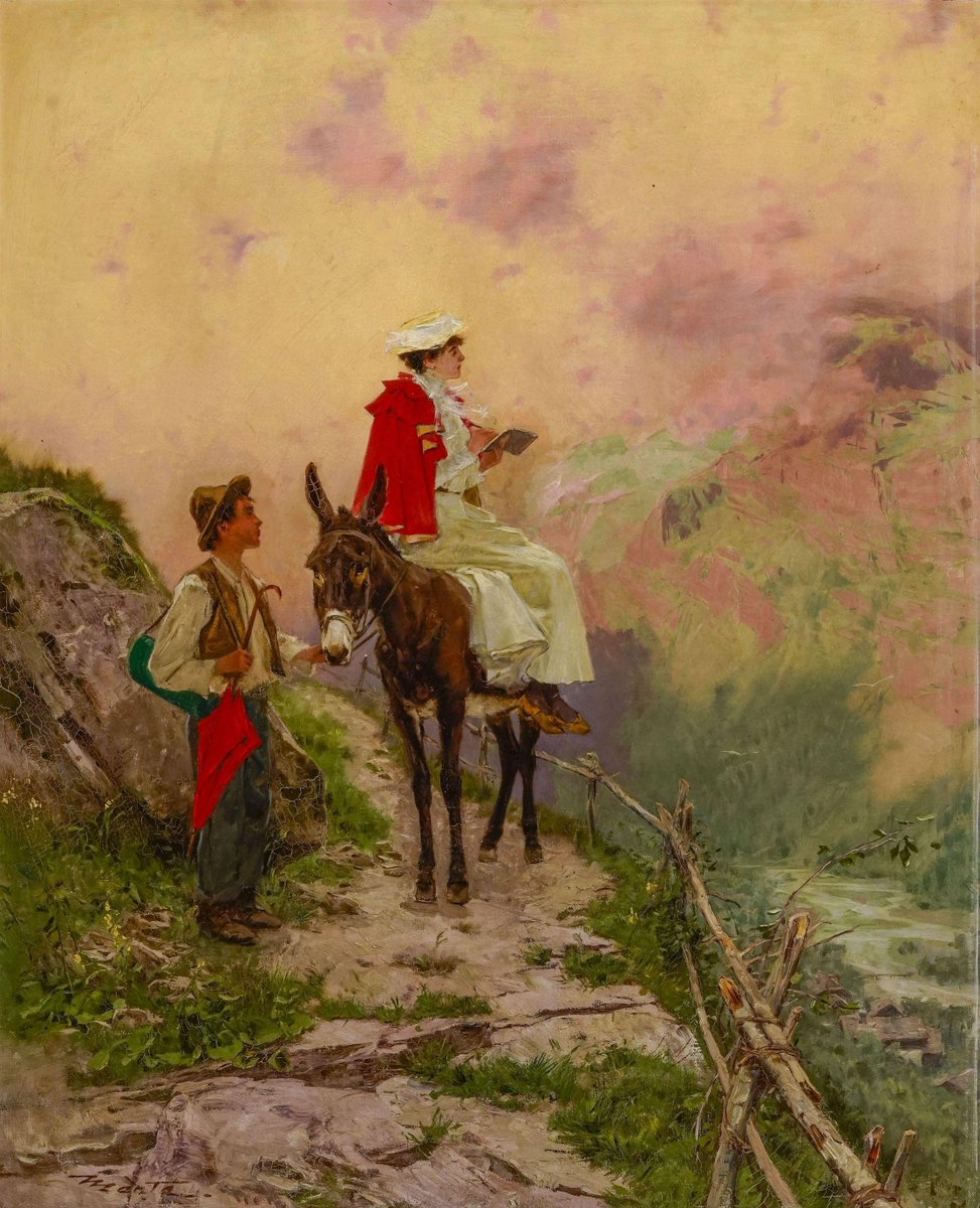 Edouard John Mentha 1858-1915 🇨🇭 Sur un chemin de montagne