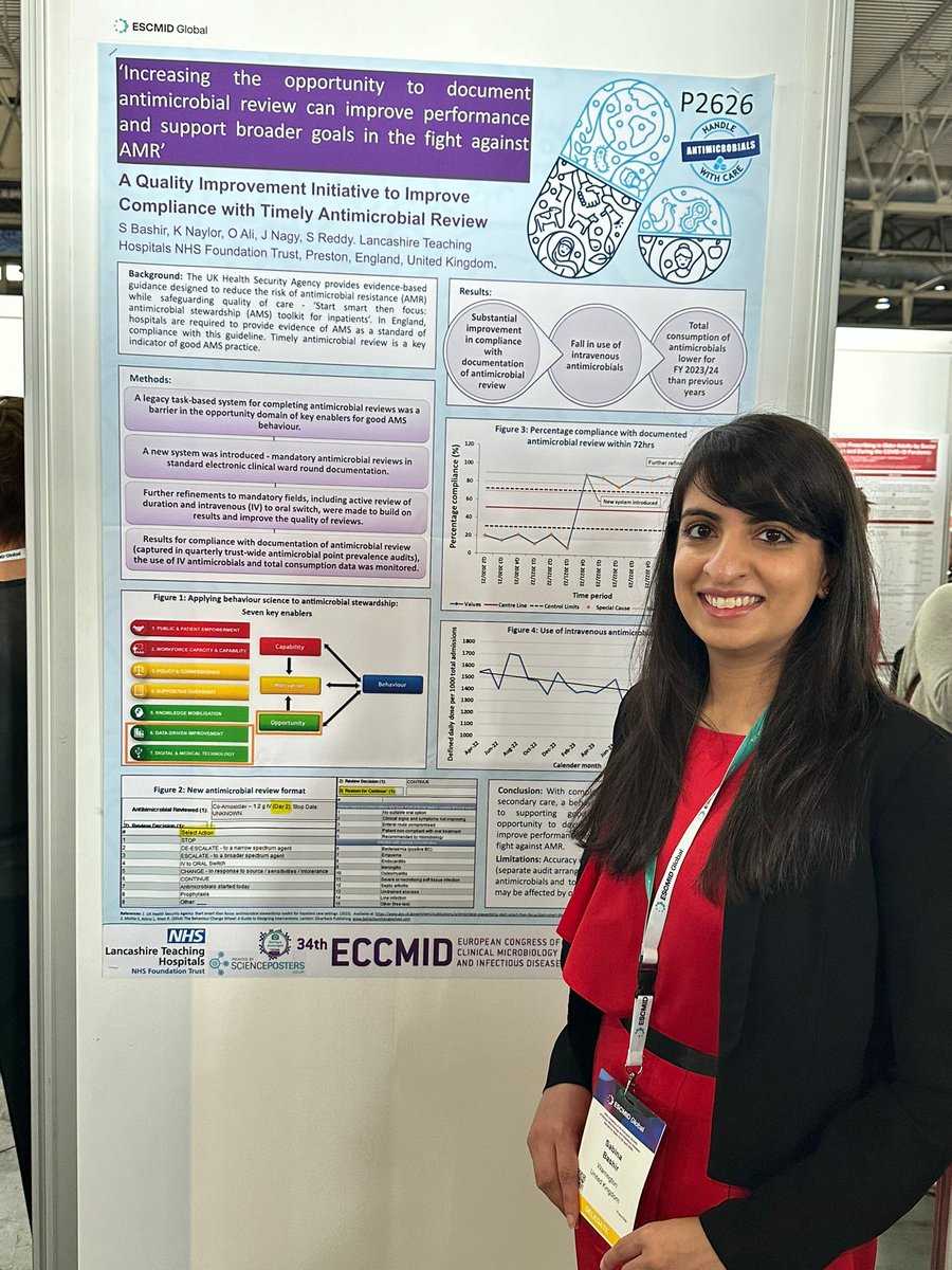 Sabina, our antimicrobial pharmacist, is sharing our work at #ECCMID2024. Working with others to help #KeepAntibioticsWorking
@LancsHospitals @pharmacylthtr