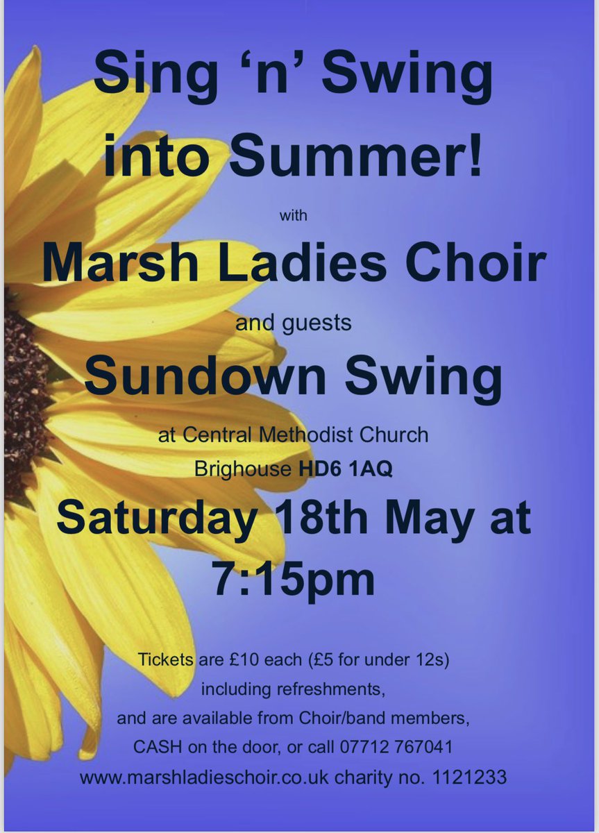 We have a busy couple of weeks coming up. Can’t make it to our charity concert on the 11th of May, come and join us and @SundownSwing for an evening of music on the 18th. #music #choir #sundownswing