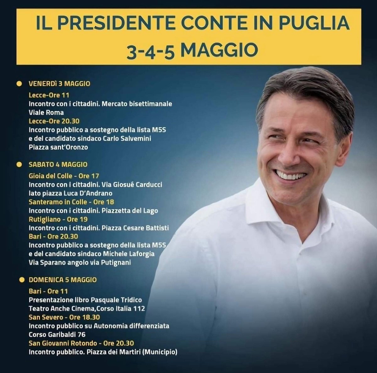 #Puglia #Generazione5stelle 👇👇#Conte  3-4-5 Maggio 2024
