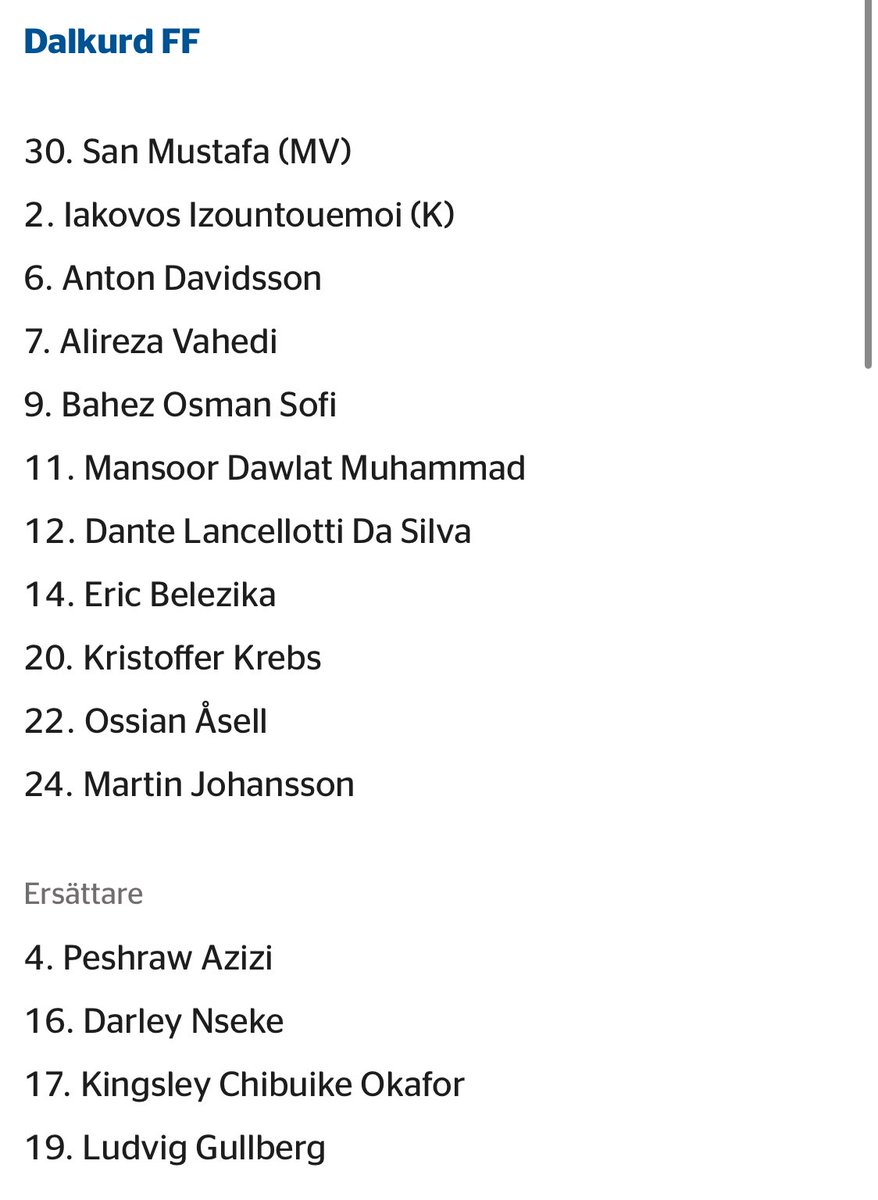 FootAfghanFR's tweet photo. 🇸🇪 | Alireza #Vahedi et Mansoor #Dawlat sont titulaires avec #Dalkurd contre #Farsta ! https://t.co/kcdcBcZkg3