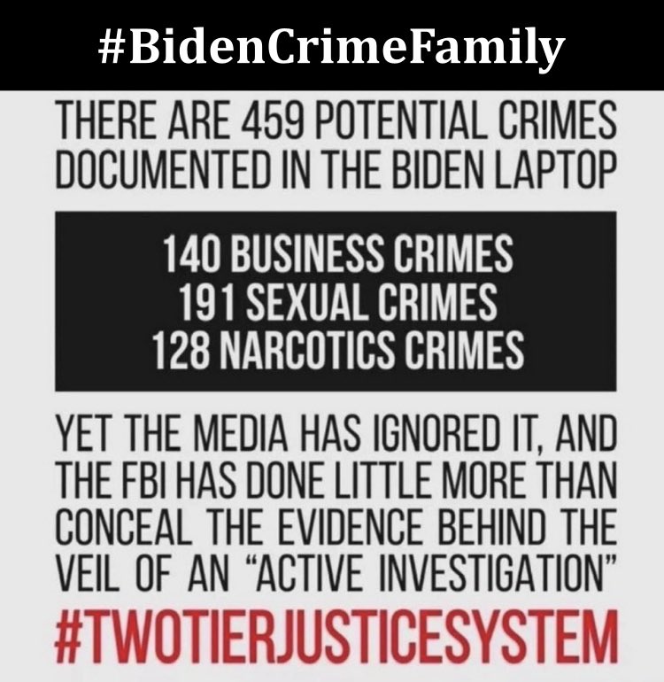 #BidenCrimeFamilyExposed & not a single arrest!!
#TwoTierJusticeSystem