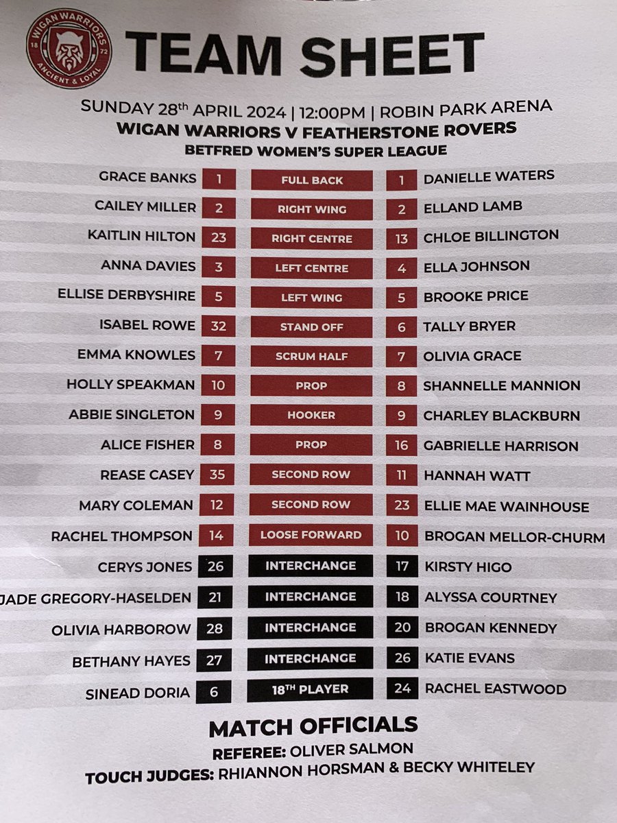 Live Women’s @SuperLeague action on @talkSPORT2 from 11.45am as @WiganWarriorsRL take on @FevRoversRLFC live from Robin Park. I’m alongside @CorkaHill. Can Wigan make it two from two or will Fev pick up a first league win of the season? Join us!