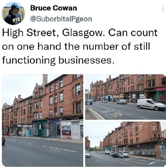 Glasgow small businesses need protection now!

 G Council landlord @Citypropertyllp has inordinately high turnover of small businesses who can't survive in premises CP neglect to point of rot

Tourist thoroughfare High Street, GlasgowsOldestSt, is 'St where businesses go to die'
