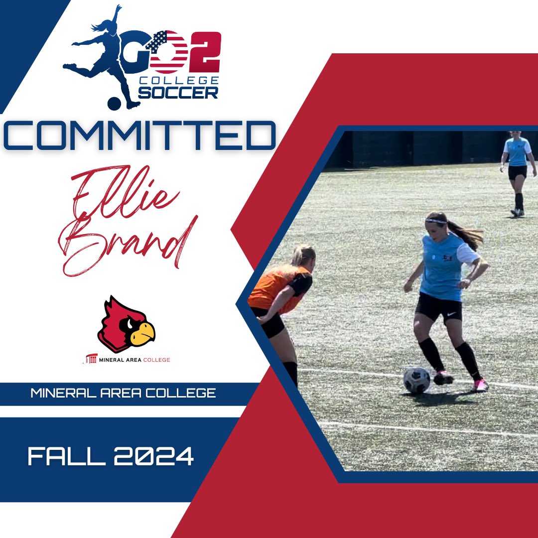 ✍️ 𝘾𝙤𝙢𝙢𝙞𝙩𝙢𝙚𝙣𝙩 A big congratulations to Go 2 College Soccer client Ellie Brand who has committed to Mineral Area College for Fall 2024. Ellie is a forward player who knows where the goal is and has an excellent attitude both on and off the pitch. We can’t wait to see…