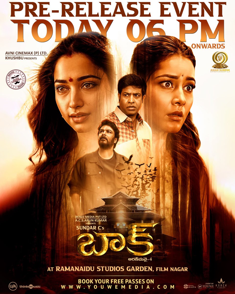 In 6️⃣ Days, #BAAK 🦇 unleashes its haunting tale of terror 😶‍🌫️ Dare to watch the horror unfold, IN CINEMAS FROM MAY 3rd 🎥 A Film by #SundarC A @hiphoptamizha Musical 🎶 Telugu Release by @asiansureshentertainment ✨ #Aranmanai4 @tamannaahspeaks @raashiiKhanna