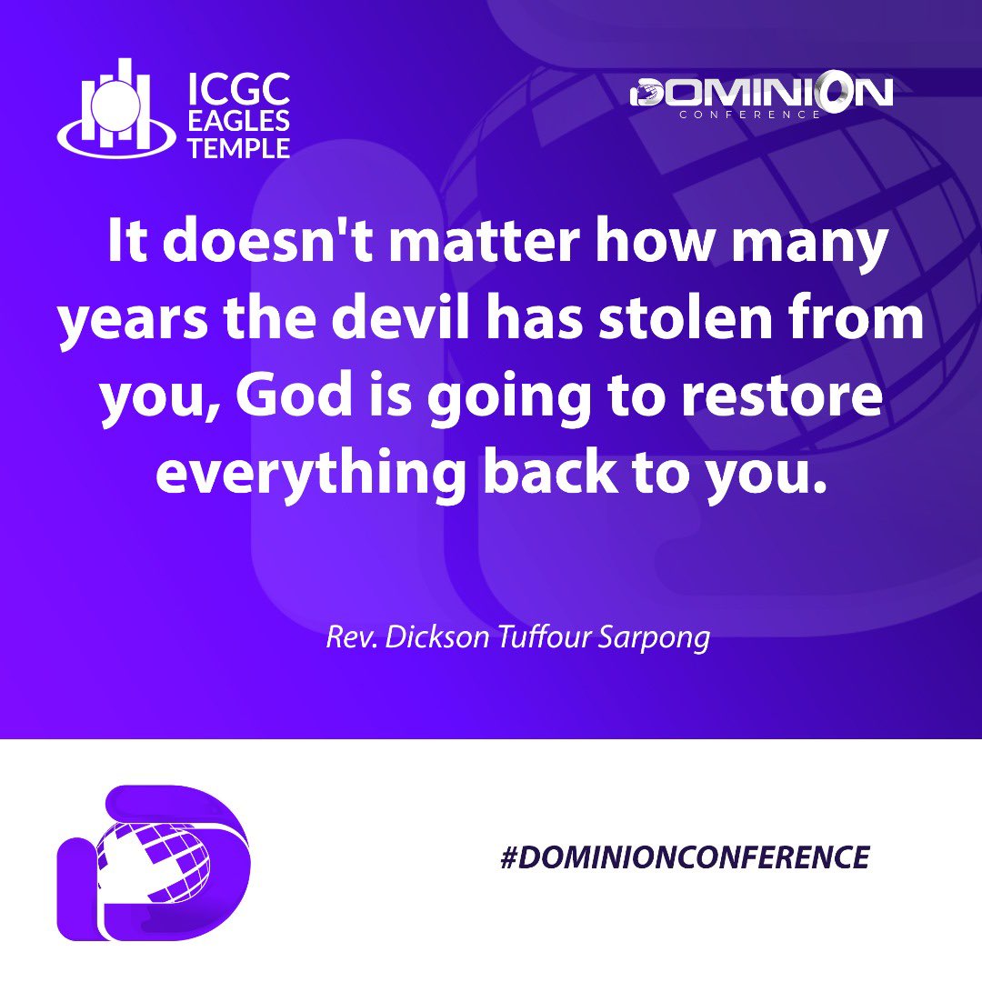 eaglestemple's tweet image. Title: Restoration
🎙️ Rev. Dickson T. Sarpong
📖 Joel 2:25-27

#DominionConference24 #LifeChanging
#PowerPacked
#ICGCat40
#ETGodyear2024 #WeAreICGC #SundaysatICGC