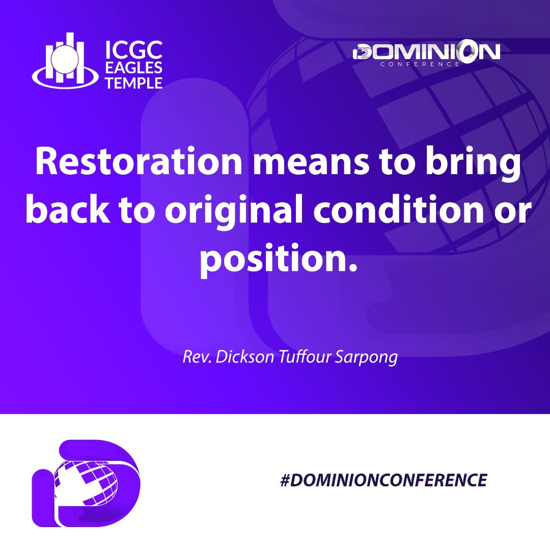 eaglestemple's tweet image. Title: Restoration
🎙️ Rev. Dickson T. Sarpong
📖 Joel 2:25-27

#DominionConference24 #LifeChanging
#PowerPacked
#ICGCat40
#ETGodyear2024 #WeAreICGC #SundaysatICGC