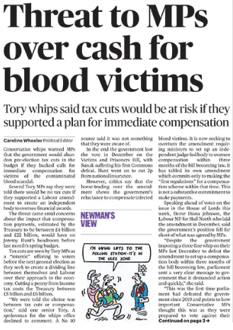 It appears the #NastyParty prioritise Tax breaks ahead of compensating the victims of the #BloodScandle Just another way to show how #heartless they are