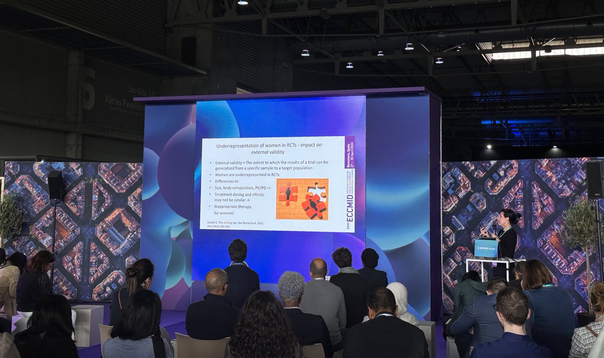 ESCMID's tweet image. Prof. Dafna Yahav discussing the underrepresentation of women in clinical trials at our #OpenForum session. Join to hear more on the topic of research integrity in CM/ID, including women’s authorship and editorship in CM/ID and informed consent in trials.