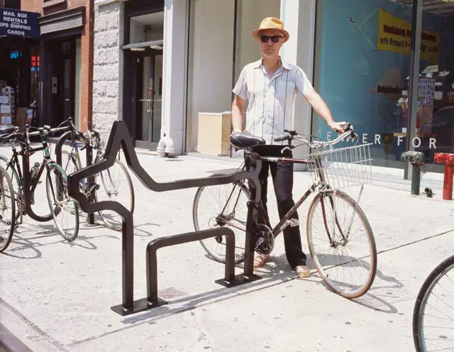 the exception being David Byrne's silly little bike racks because if there's anyone i trust to design fun yet functional locking points it's him