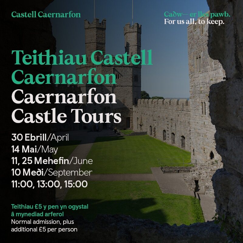 Join a custodian for a tour of Castell Caernarfon 🏰 30 April 2024 Tours at 11am, 1pm, 3pm. Normal admission, plus additional £5 per person – available on a first come first served basis. 🔗ow.ly/W4ay50RgTHQ
