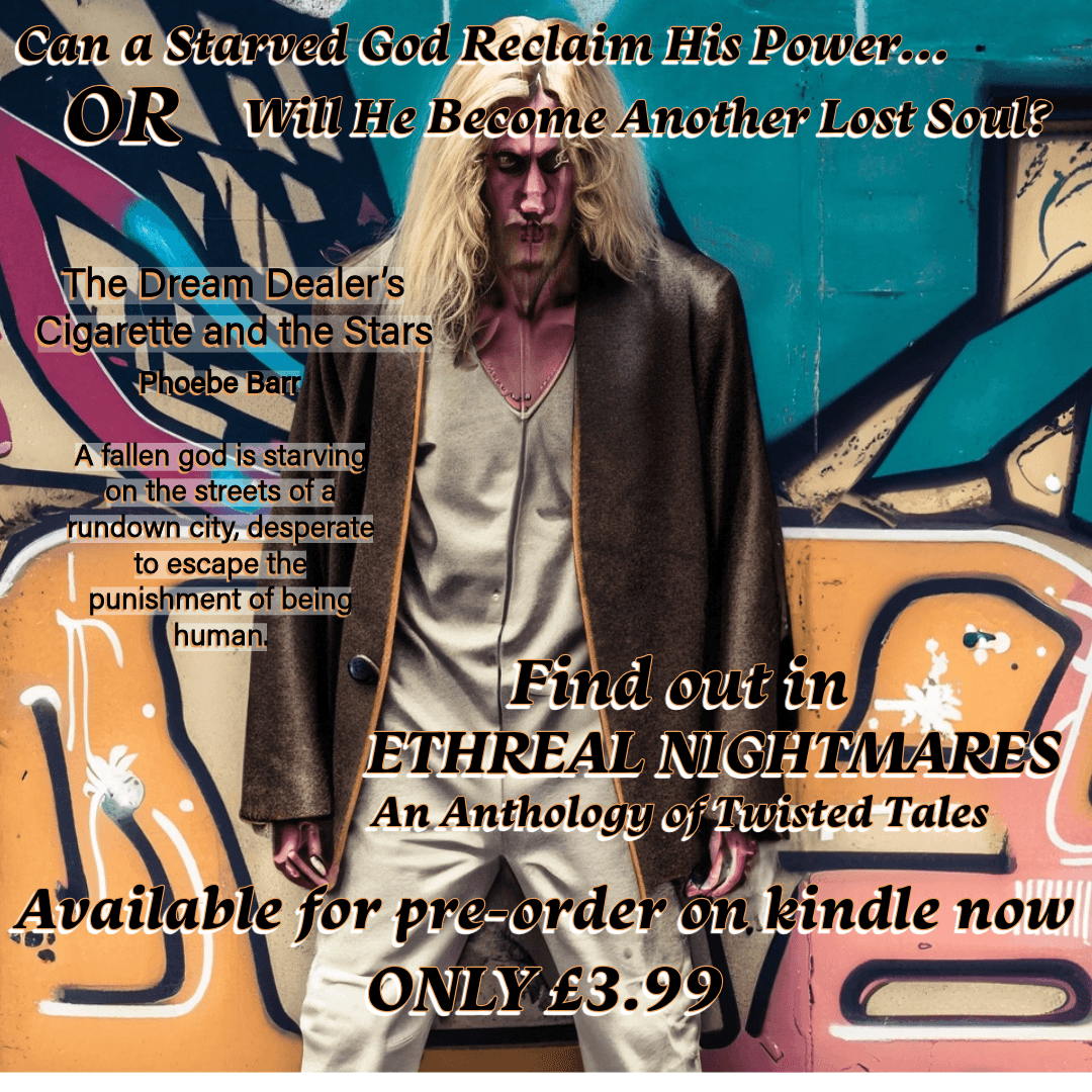 Fallen gods? The Dream Dealer's Cigarette and The Stars unravels their fate in Ethereal Nightmares, Dark Holme's chilling horror debut anthology. Pre-order this debut on Kindle for ONLY £3.99 (limited-time)! rb.gy/e7berk #darkfantasy #writingcommunity#readingcommunity