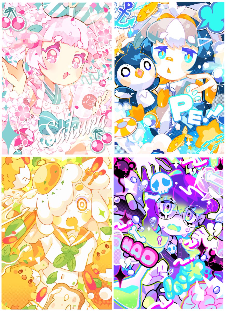 sowasowart's tweet photo. #ゴールデンウィークSNS展覧会2024 
色彩豊かでごちゃっとした女の子描いてます！🌸🐧🐤🐙 https://t.co/ArRo7XRQGN