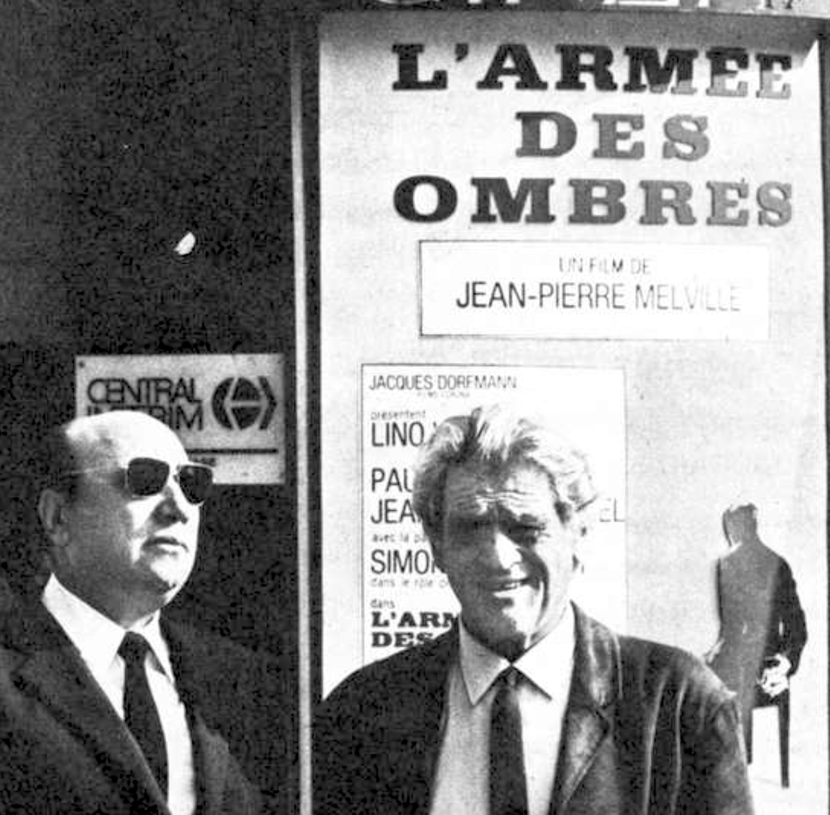 Jean-Pierre Melville et Joseph Kessel à la sortie de la présentation de #LArmeeDesOmbres