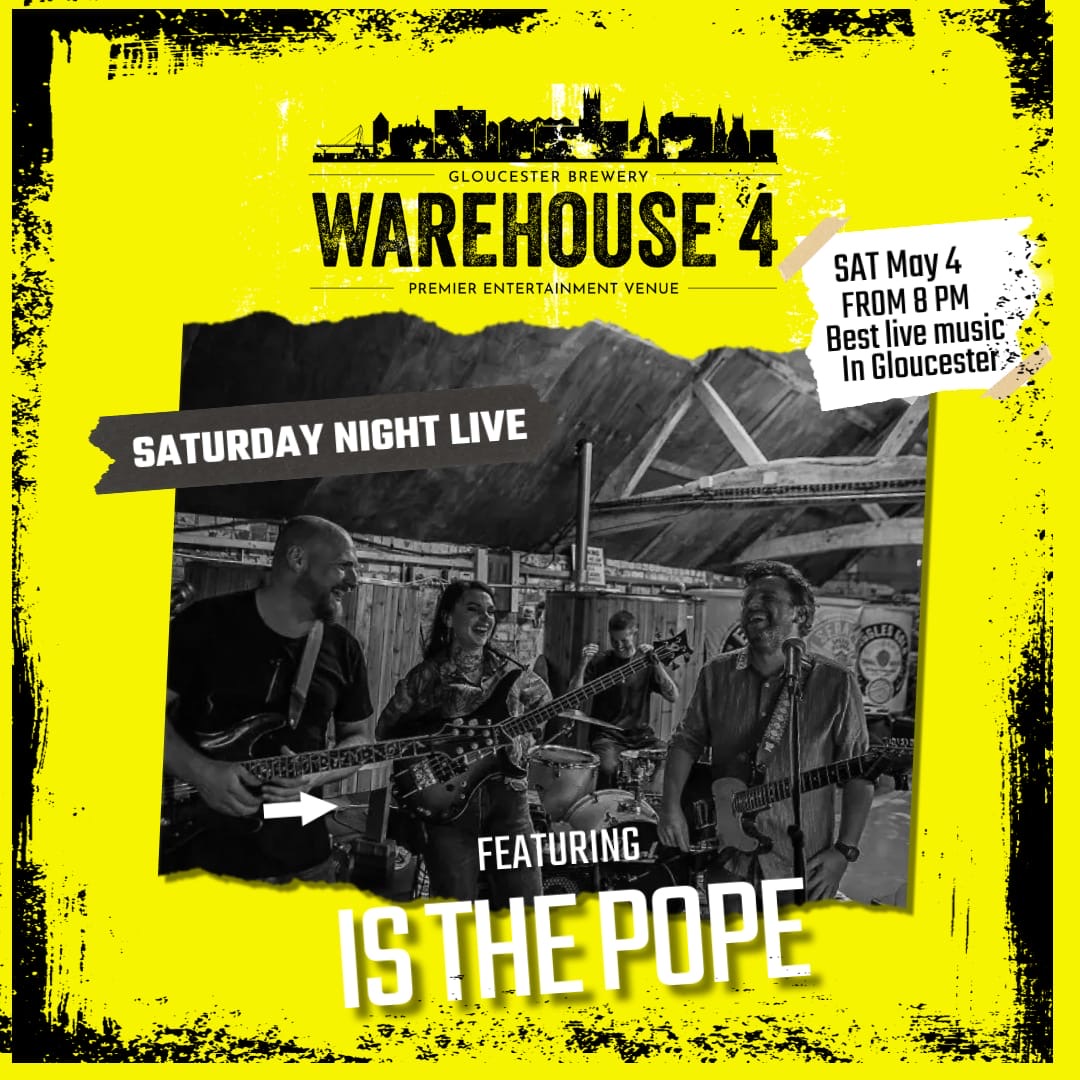 🎵 Get ready to rock out at Gloucester Brewery's Warehouse 4 with live music by This is Pope! 🤘 Join us at 8pm for a night filled with energetic tunes, cold brews, and great company. Let's make it a Saturday to remember! 🍻🎸 #LiveMusic #GloucesterQuays #Warehouse4 🎶🎉