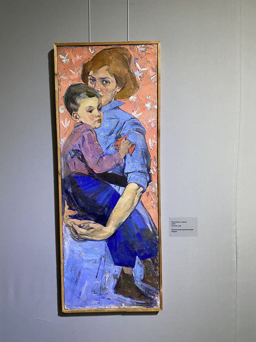 She was known for her vivid mosaics but I loved most this painting at the great #AllaGorskaya exhibition in #Kyiv. So many Ukrainian women nowadays carrying alone for their child. #StandWithUkraine
