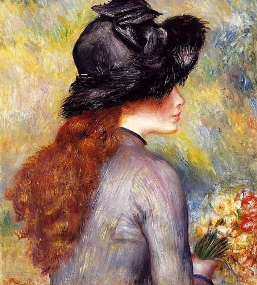 Pierre-Auguste Renoir “Señorita con tulipanes' - 1878 - Óleo sobre lienzo - 55.4 cm. x 46.4 cm. - Colección Privada -