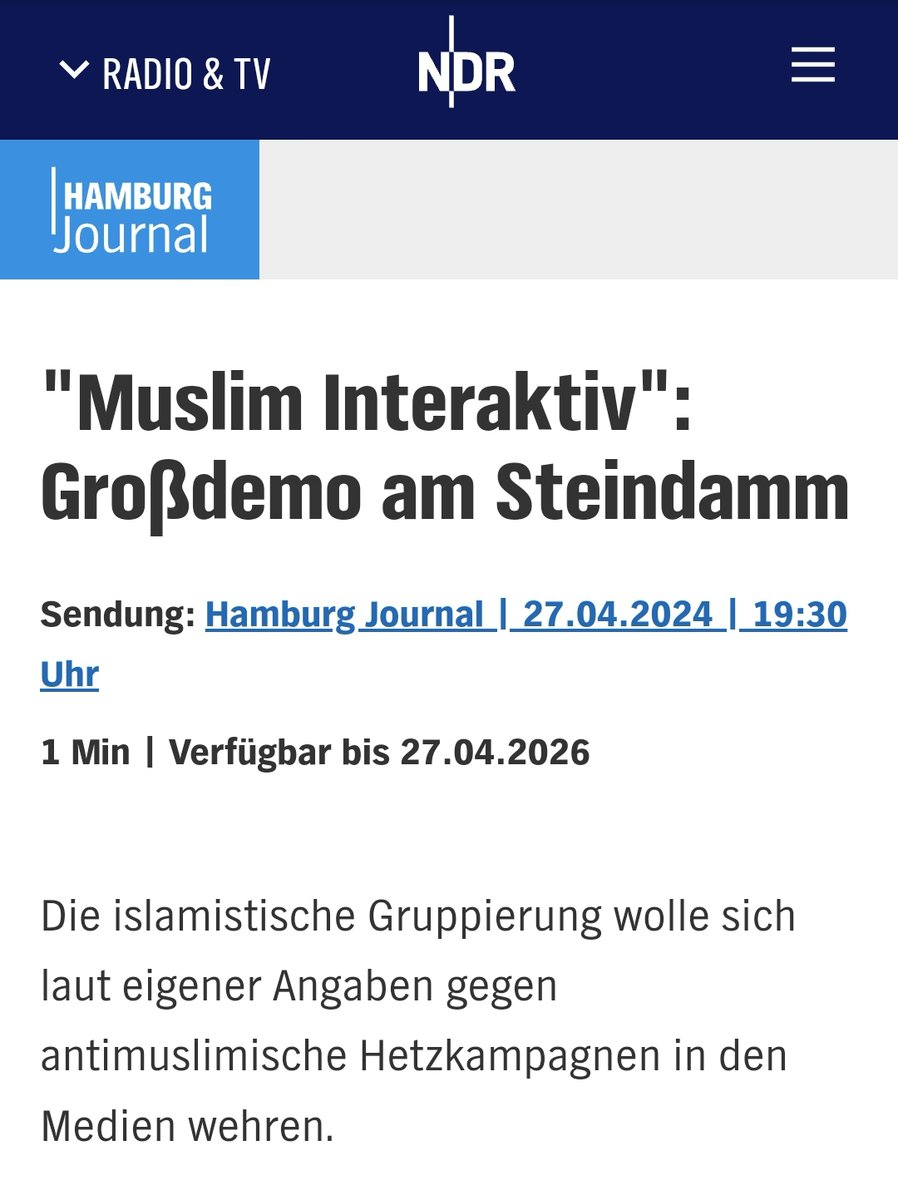 Der NDR berichtet über die 'Muslim Interaktiv' Großdemo in Hamburg und gibt die Perspektive der Islamisten wieder: '... wolle sich laut eigener Angaben gegen antimuslimische Hetzkampagnen in den Medien wehren.' #ReformOerr #OerrBlog