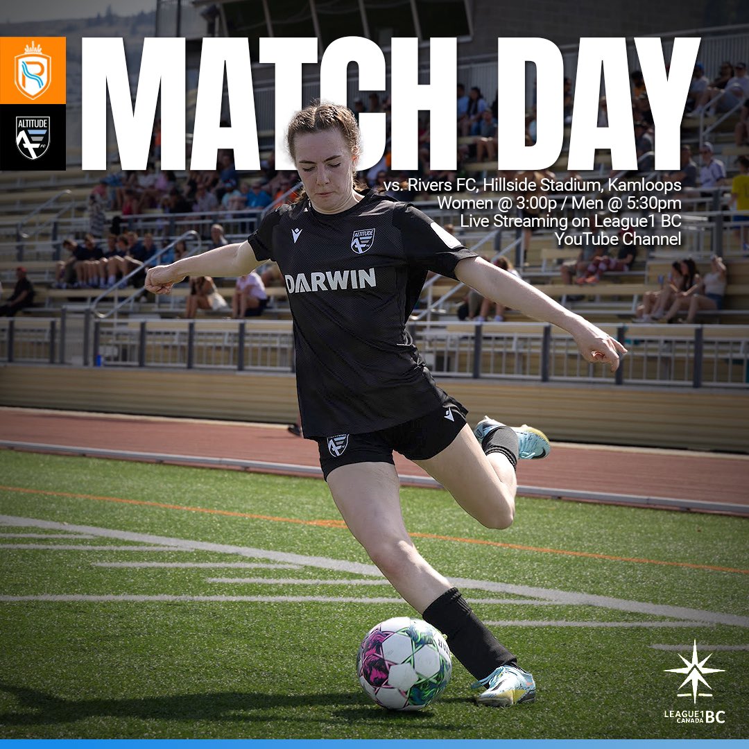 Season Opener is today!! 🗓️ Sunday, April 28th ⏰ Women @ 3:00pm ⏰ Men @ 5:30pm 🏟️ Hillside Stadium, Kamloops 🆚 @goriversfc 📺 Streaming: youtube.com/@League1BC?si=… 🎟️ tickets: tickettailor.com/events/riversfc 📲 Download the League1 Live app for game updates