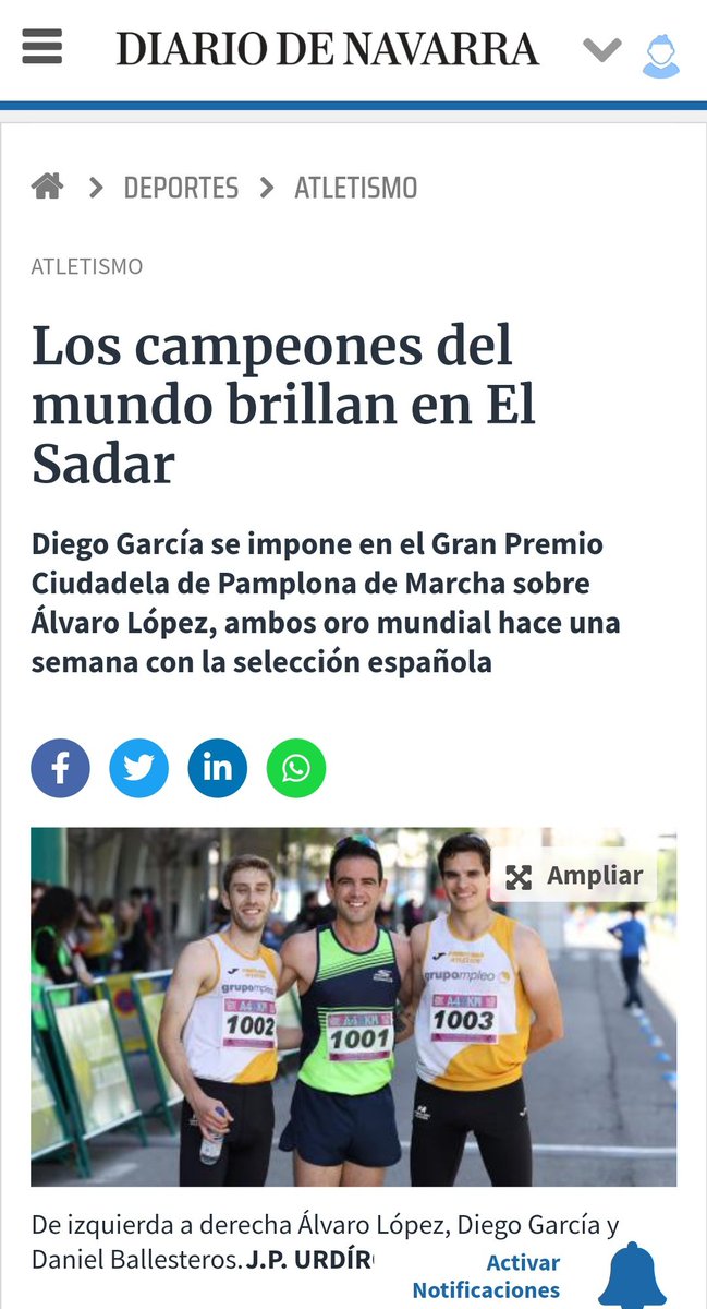 Los campeones del Mundo brillan en el Sadar. Espectacular el momento actual de lao dos deportistas que no han querido perderse la V edición del GP Ciudadela de Pamplona. Grandes! @DiariodeNavarra @DiegoGCarrera @lopezalvaro5 @atletismoFNAF