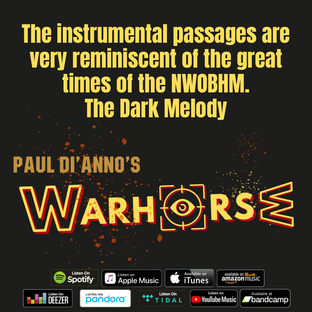 The instrumental passages are very reminiscent of the great times of the NWOBHM. - The Dark Melody Listen at smarturl.it/WarhorseEP #pauldianno #warhorse #ironmaiden #heavymetal #nwobhm #bravewordsrecords #rocklegends