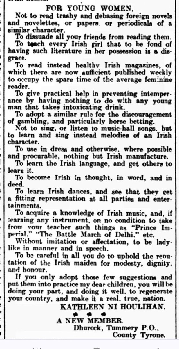 Advice for young Irish ladies. From 1904 (the Fermanagh Herald).