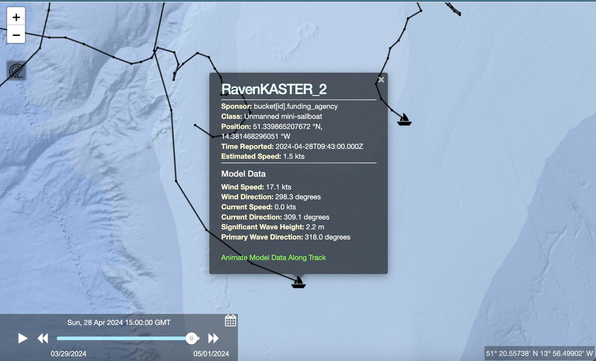 Looks like RK is moving south. Can you predict where it will go next? The other boat further east is the Sea Eagle. Interesting to see the track of both in the same area. @FRJHschool @QEPioneers @NLSchoolsCA @miniboats