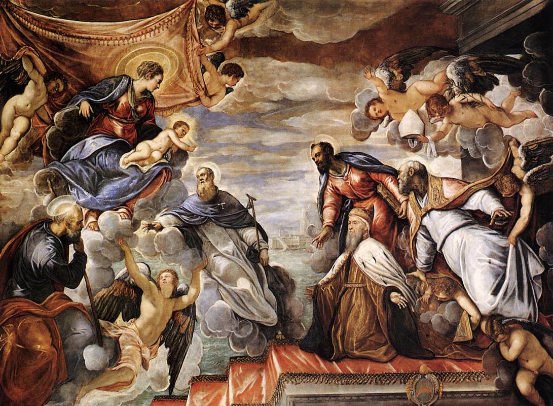 Doge Nicolò da Ponte Invoking the Protection of the Virgin, 1584 #mannerism wikiart.org/en/tintoretto/…