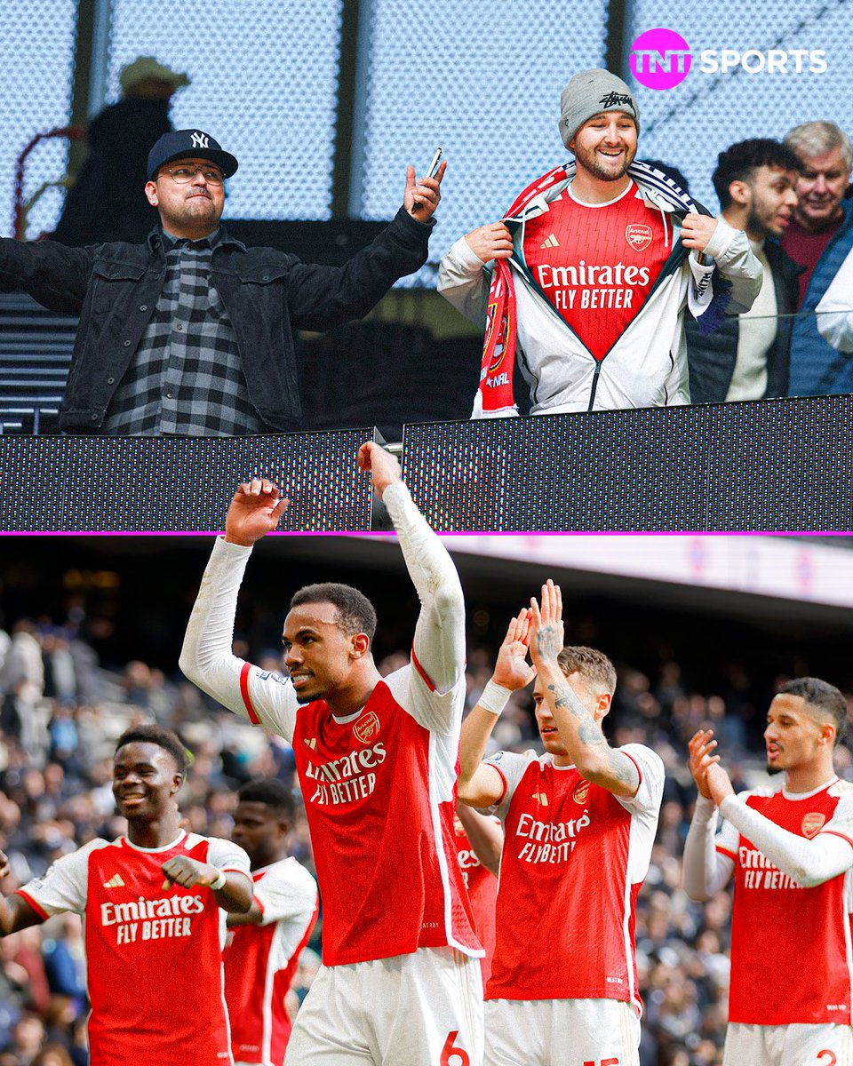 An Arsenal fan was sat in the home end during the North London derby and revealed his shirt when the players came to celebrate at the end of the game 👕