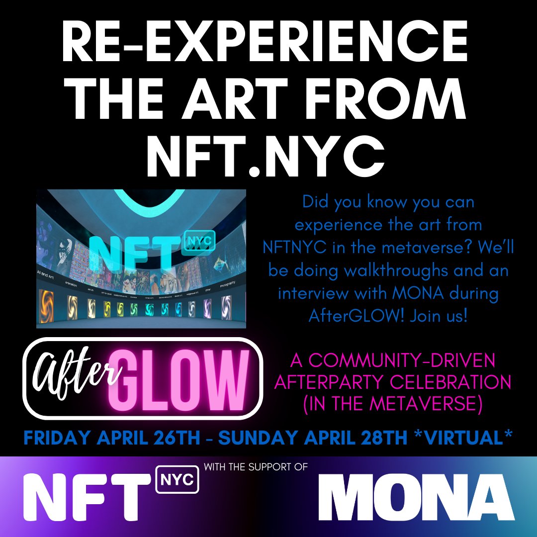 Don't miss this beautiful way to (re)experience the art from #NFTNYC2024! @monaverse has created this incredible virtual gallery and it's open to you. Join us for a tour or visit yourself: monaverse.com/spaces/nft-nyc #NFTNYC2024 #metaverse #AfterGLOW #Metallusions