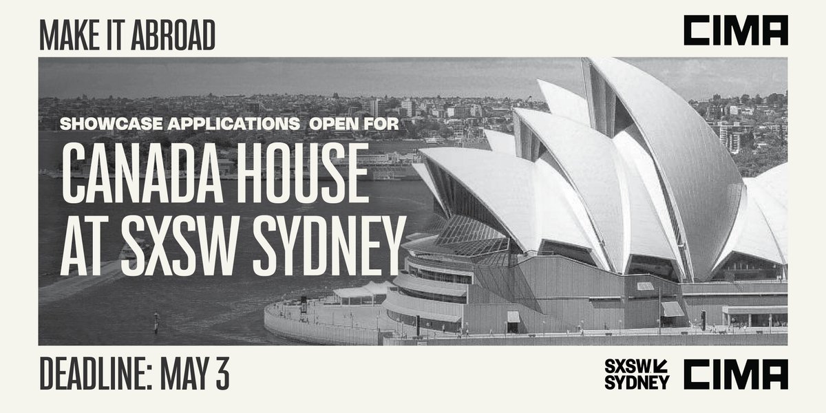 Applications close Friday for CIMA's trade mission to Australia & @sxswsydney! 🇦🇺 Want to learn more before applying? We'll be holding a virtual session tomorrow, April 29 at 5PM EST. Details below: cimamusic.ca/news/recent-ne…