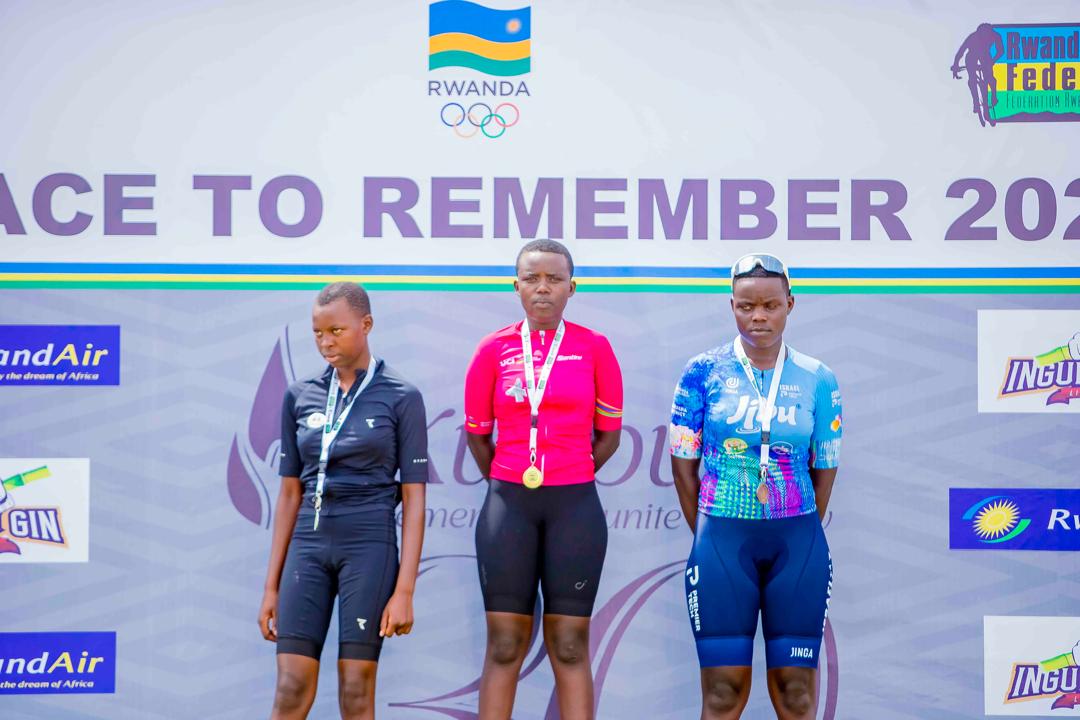 Race to Remember 2024, Podium Photos: Women Juniors: 71.3 Km 1- Iragena Charlotte (Ndabaga Women Cycling Team) : 1h54'21' 2-Uwiringiyiman Liliane (Friends of Nature) : 2h00'13'' 3-Umutoni Sandrine (Bugesera CT) : 2h02'39' #RaceToRemember2024