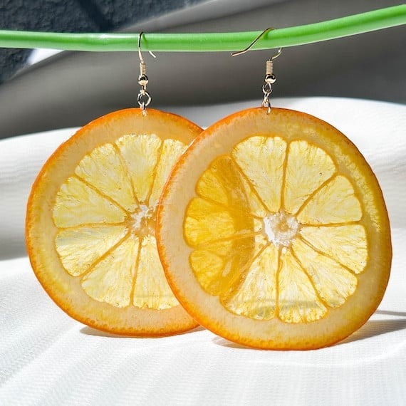 Handmade Pressed Orange Resin Fruit