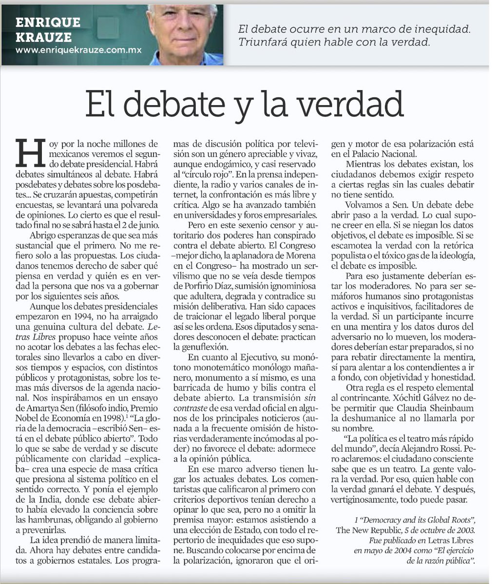 La necesidad de una verdadera cultura del debate. #ParaLeer @Reforma