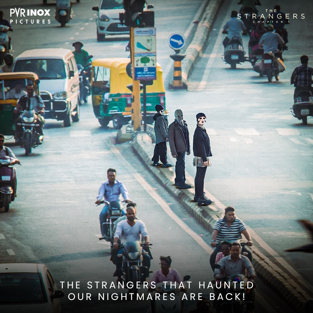 Watch out as #TheStrangers make their way to your neighbourhood! The infamous trio comes to Indian Cinemas from 17th May! . . . #TheStrangersMovie #MadelainePetsch #FroyGutierrez #GabrielBasso #BryanBertino #HorrorMovie #PVRINOXPictures