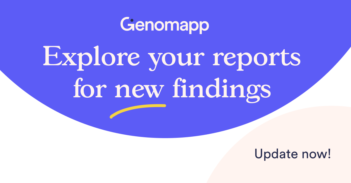 Genomapp's tweet photo. Genomapp’s Spring Release brings an updated database.

After listening to your suggestions, we have recovered the Methylation category.

Explore your reports for new findings!  

#DNA #dtctest #genetictesting #ADN https://t.co/kfI0LfBxrW