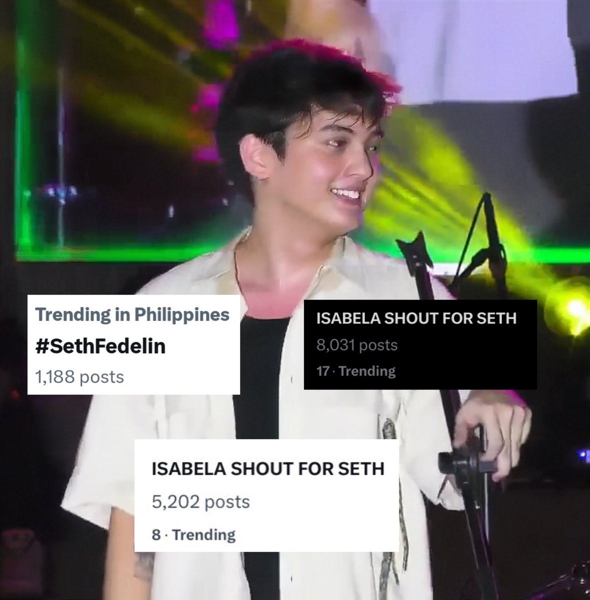 SETHstersOFC's tweet photo. Marami pong salamat sa lahat ng naki tp. We TREND po! Marami pong salamat sa lahat ng nagmamahal kay Seth. God bless you all po. Sa uulitin po.  Salamat Roxas, Isabela!.. Ingat Sethy and team sa pag-uwi.  xoxo

ISABELA SHOUT FOR SETH
#SethAtPinakbetMusicFestival2024

#SethFedelin | @imsethfedelin