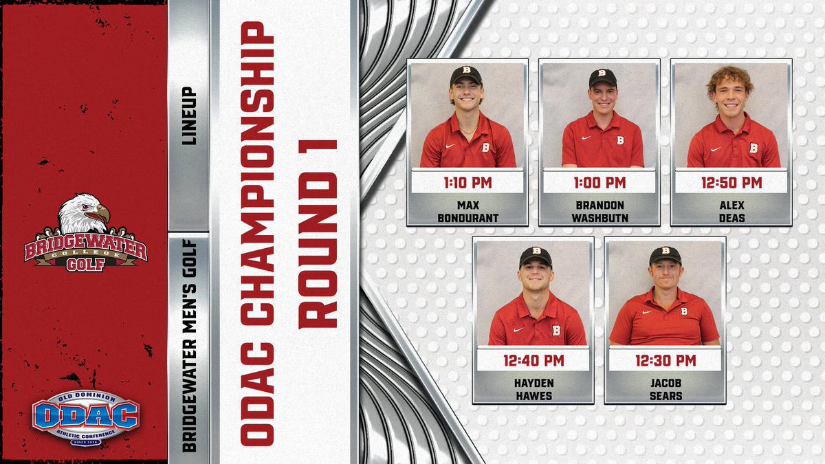 HERE. WE. GO. It's ODAC Championship time for Bridgewater Men's Golf!

🆚 ODAC Championship
⌚️ 12:30 pm
📍 Williamsburg, Va.
⛳️ Golden Horseshoe Green Course
📈 tinyurl.com/r8ppydjm
#BleedCrimson #GoForGold