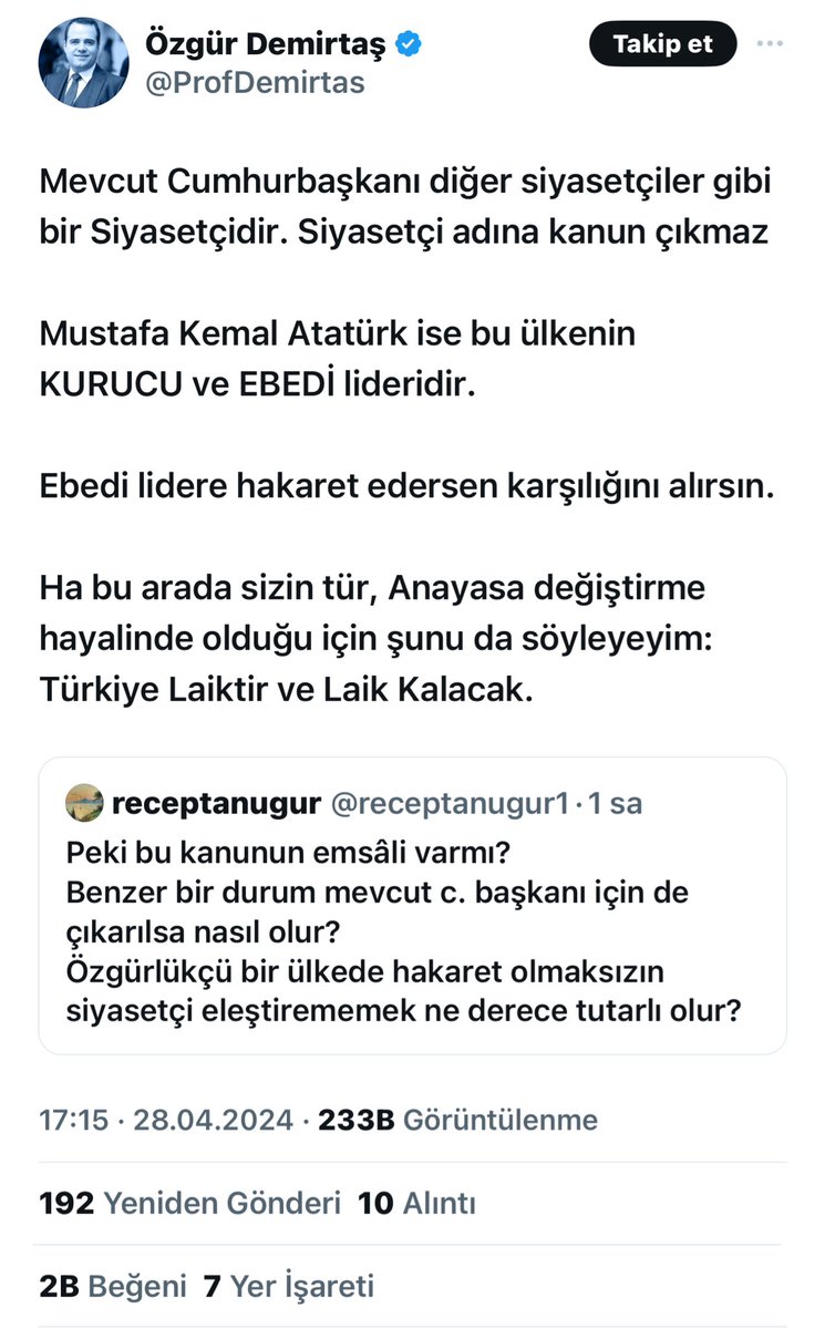 Cumhurbaşkanımızın adını ağzına alırken besmele çek. Kendini ekonomist zanneden troll seni. Neden sildin? @ProfDemirtas