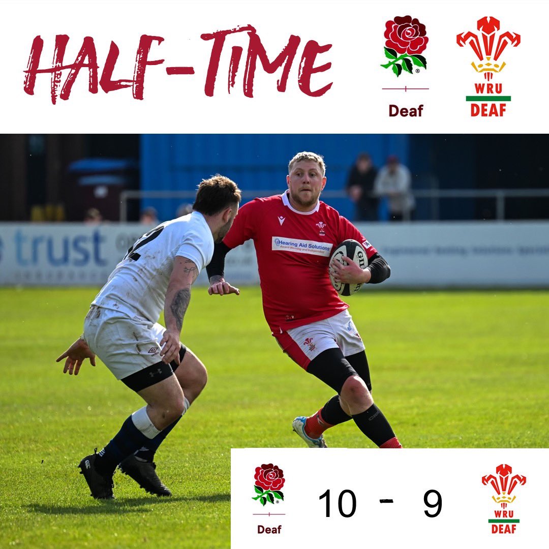 HALF TIME | An intriguing game here at Goldington Road - @deafrugby hold a slim advantage against @WalesDeafRugby 🏴󠁧󠁢󠁥󠁮󠁧󠁿🏴󠁧󠁢󠁷󠁬󠁳󠁿 #BluesFamily #BedfordisBlue