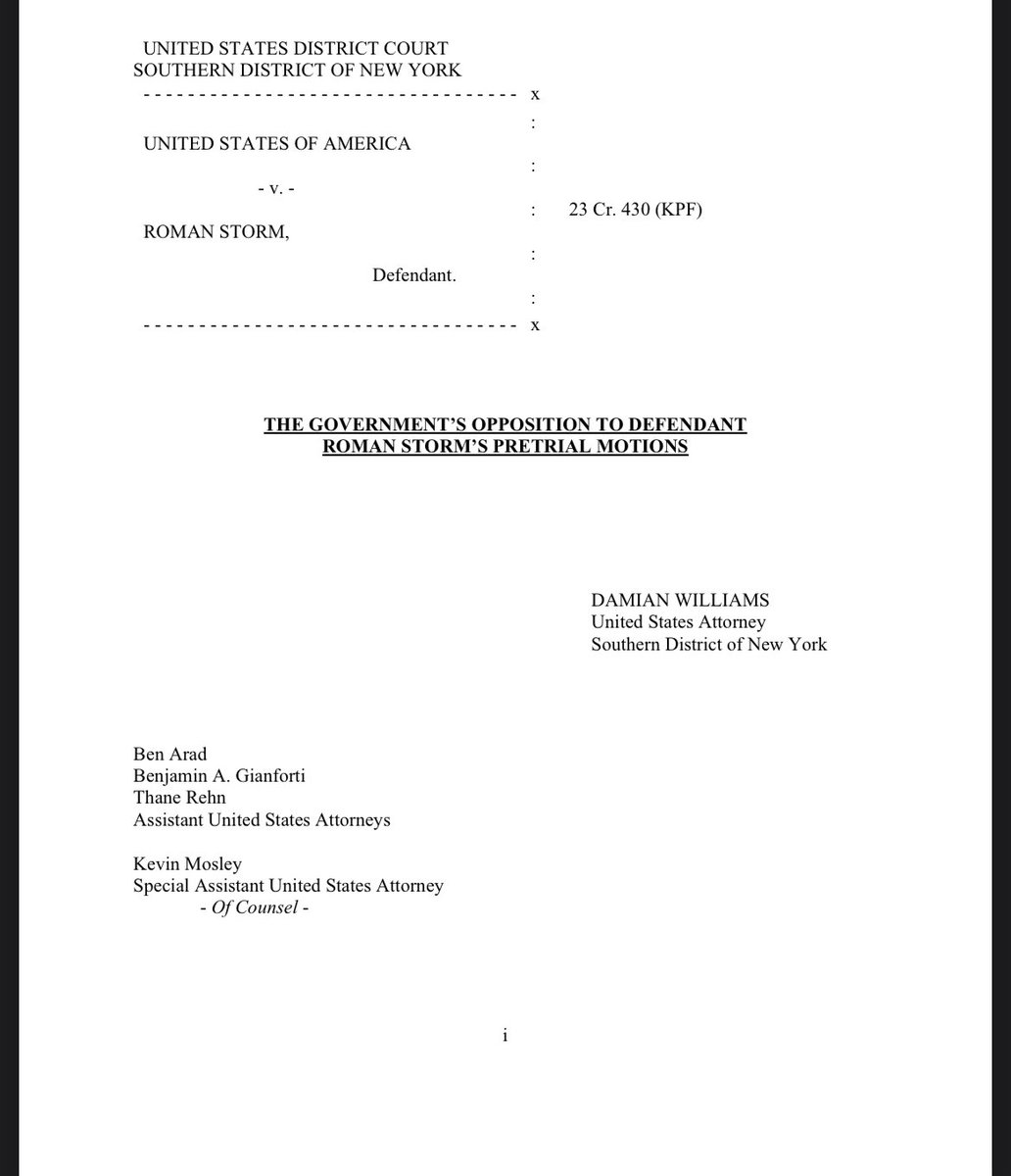 U.S. vs Roman Storm is one of the most important cases for civic rights in our time.

The US is arguing there’s no internet transaction it can’t surveil and no internet property it cannot seize.

It’s happening now.

Watch this one closely.