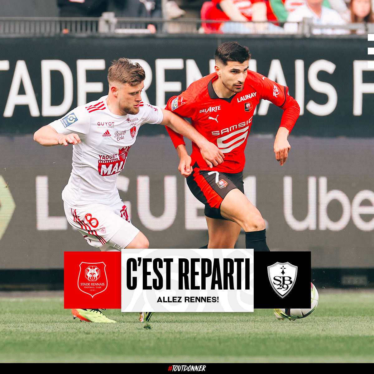 ▶️ Début du second acte, Del Castillo engage. 𝗔𝗟𝗟𝗘𝗭 𝗥𝗘𝗡𝗡𝗘𝗦 📣 #SRFCSB29 2-1