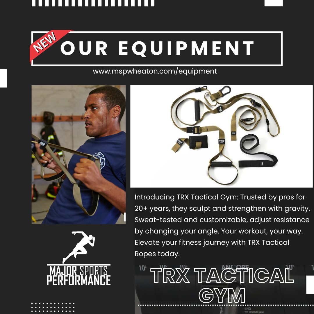 💥 Introducing our latest gym addition: TRX Tactical Gym! 🏋️‍♂️ Book Now! mspwheaton.com #TRXTactical #FitnessJourney #WorkoutYourWay
