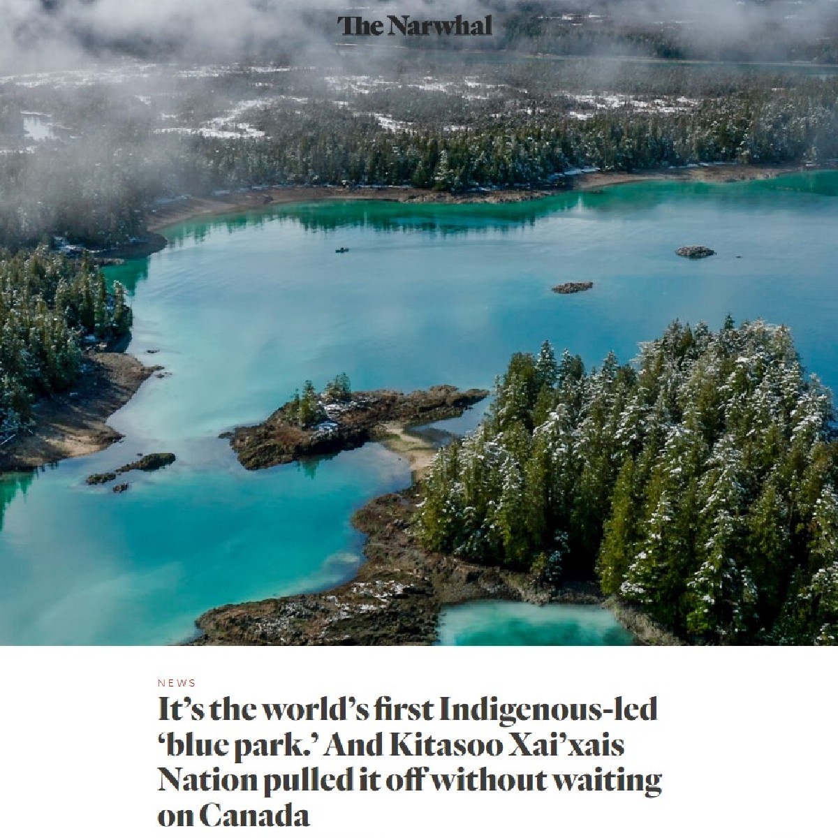 'A marine protected area managed by Kitasoo Xai’xais Nation has been designated a ‘blue park’ — an internationally recognized example of excellence in marine protection. And it is the first Indigenous-led blue park in the world.' 💙 thenarwhal.ca/bc-first-natio…